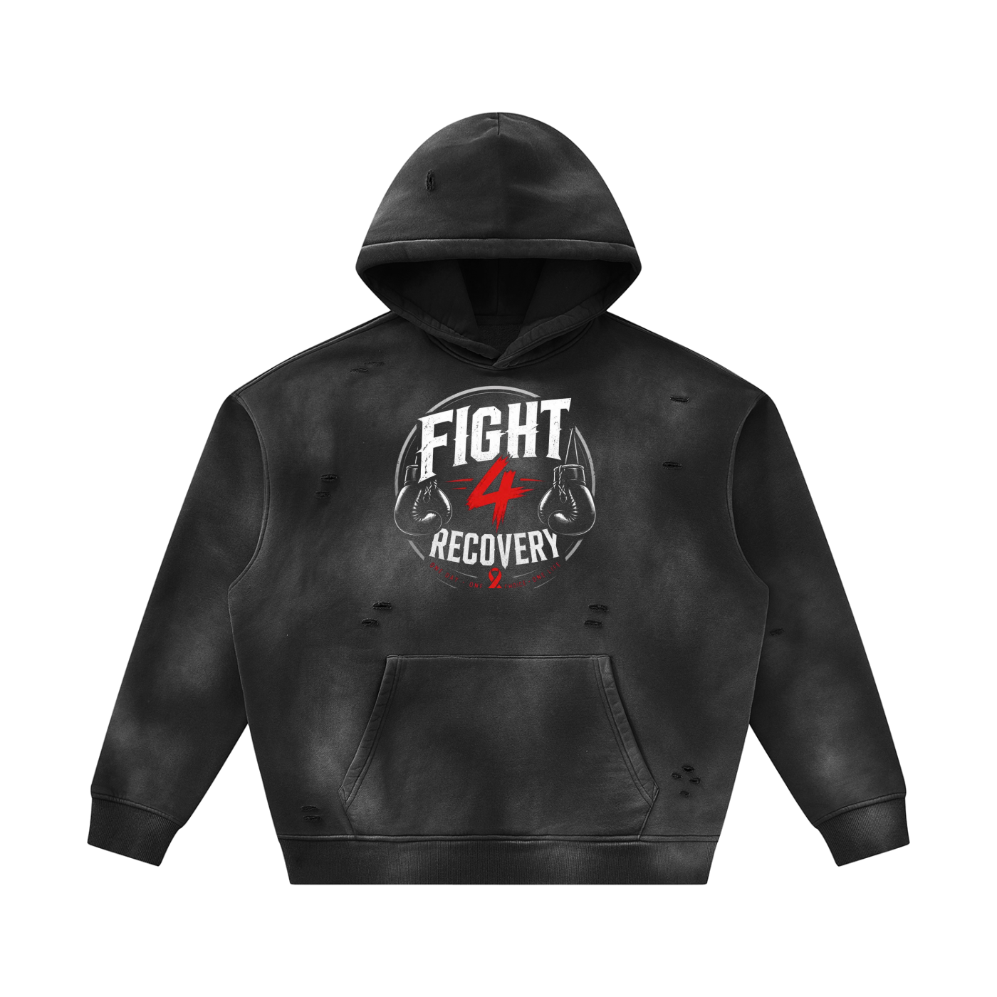 Unisex Sunfade Frayed Fleece Hoodie